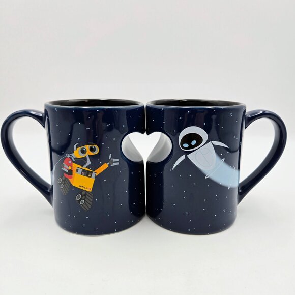 Disney Pixar Parks Eve And Wall-E Heart Ceramic Coffee Mug Cup Set Read - Picture 4 of 16